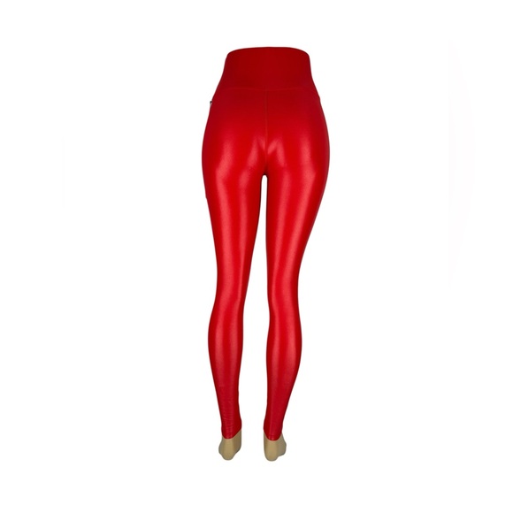 Carbon38 Womens Small Legging Takara Shine Red High Rise Nylon Lycra Gym NWT - Picture 4 of 9